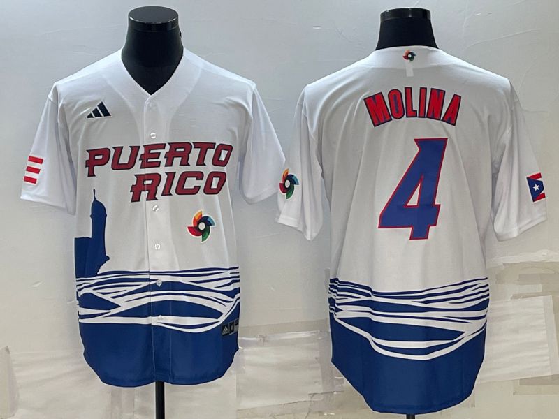 Men 2023 World Cub 4 Molina White MLB Jersey9